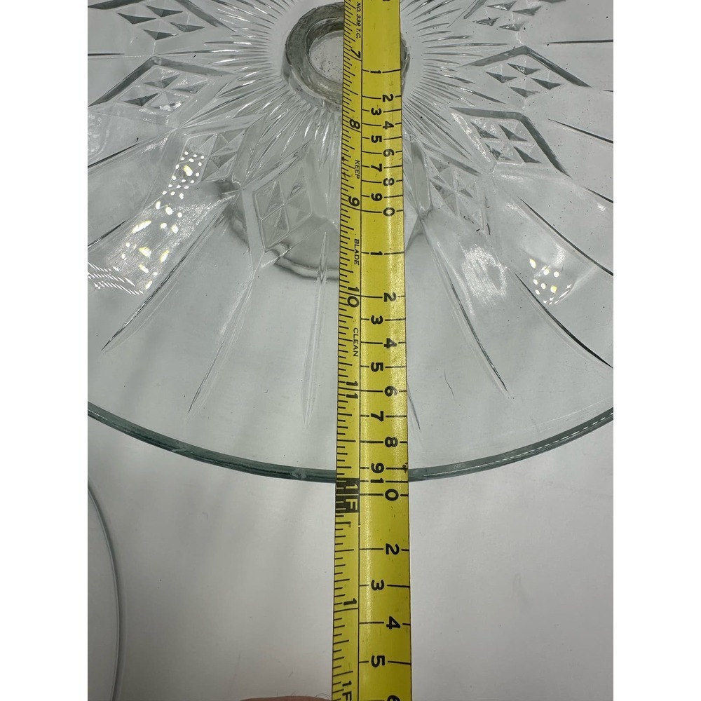 Vintage Solid Glass Dome Starburst Cake Stand Punch Bowl Pedestal 12” - Picture 3 of 3